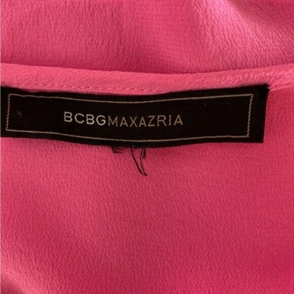 BCBGMaxAzria Emmalise Silk Top XXS Pink Blush Berry Luxe Designer Minimalist - Picture 6 of 9